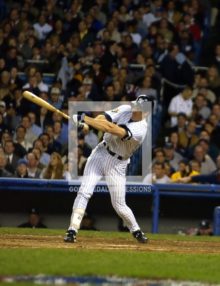 New York Yankees Paul O'neill homers in the fourth inning against the Seattle Mariners on October 22, 2001. The Yankees won 12-3 and will face the Arrizona Diamondbacks in the World Series.(AP Photo/Dick Druckman)