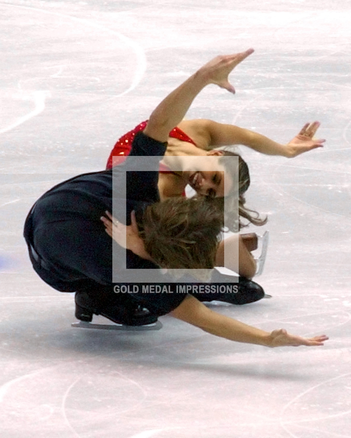U.S. ice dance team Naomi Lang and Peter Tchernyshev compete iin the free dance program on February 18, 2002. The U.S. pair placed eleventh.