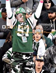 JET MAN, formerly known as Fireman Ed, leads Jets Cheers