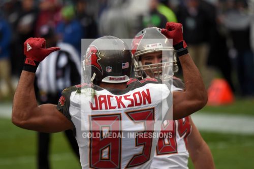 Tampa Bay Buccaneers wide receiver VINCENT JACKSON celebrates scoring on a 12 yard touchdown pass play in the second quarter against the Philadelphia Eagles at Lincoln Financial Field. The Buccaneers went on to win 45-7.