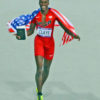 USA CLAYE WILL CELEBRATES WINNING A BROZE MEDAL IN THE MEN'S LONG JUMP