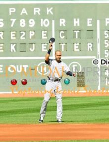 New York Yankees captain, Derek Jeter, waves to the fans at Fenway Park prior to playing the last game of his career. Derek went 1 for 2 driving in one run and leading the Yankees to a 9-5 victory.