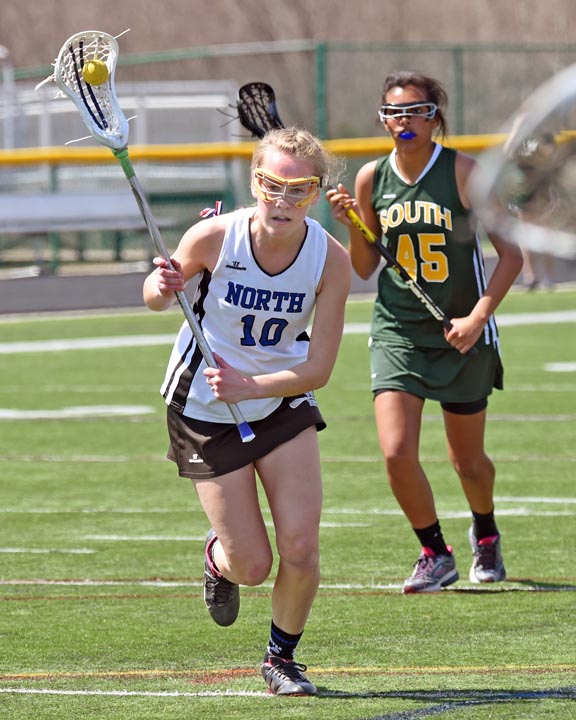 WWP NORTH LACROSSE STAR CARLI HARPEL SCORES THE FIRST OF THREE GOALS AGAINST WWP SOUTH. WWP NORTH DEFEATED SOUTH 16-4