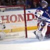 New York Rangers goalie, HENRIK LUNDQVIST, watches Tampa Bay Lightning's Valleri Filppula's go ahead goal sail into the net in the second period of game 5 at Madison Square Garden. Tampa Bay went on to win 2-0, taking a 3-2 lead in the series.(AP Photo/Dick Druckman)