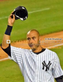 New York Yankees captain, Derek Jeter, waves good by to the fans at Yankee Stadium for the last time. Derek went 2 for 5, driving in 3 runs and hitting a walk-off single in his final Yankee Stadium at-bat