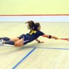 Trinity College Kanzy El Defrawy Makes One Of Her Patented Flying Shots During The Women's National Squash Individual Championships At Drexel Universiy. Kanzy Was Defeated By Harvard University Amanda Sobhy 3-0 In The Final Championship Match (AP PHOTO/DICK DRUCKMAN)