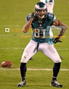 Philadelphia Eagles wide receiver, JORDAN MATTHEWS, celebrates after scoring his second touchdown against the Carolina Panthers. MATTHEWS caught 7 passes for 138 yards and 2 touchdowns to lead the Eagles to a 45-21 victory