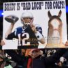 THIS SIGN SAYS IT ALL New England Patriots quarterback, TOM BRADY, displayed at the game against the Indianapolis Colts in the AFC championship game at Gillette Stadium in Foxboro ,Massachusetts. The Patriots went on to win 45-7, earning a trip to Super Bowl 49 against the Seattle Seahawks.