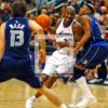 Washington Wizards Michael Jordan drives to the basket against Dallas Mavericks defenders Nick Van Exel and Steve Nash in overtime. The Mavericks won 106-101.(AP Photo/Dick Druckman)