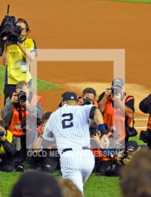 New York Yankees captain, Derek Jeter, enters Yankee Stadium for the last time--September 25, 2014, as photographers capture the iconic moment. Derek had a storybook last game of his career at the stadium against the Baltimore Orioles, winning the game in the bottom of the ninth inning with a walk off single, driving in his third run of the game and giving the New York Yankees a 6-5 victory.(AP Photo/Dick Druckman