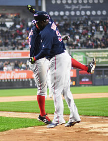 Boston Red Sox DAVID ORTIZ(BIG PAPI) and XANDER BOGAERTS celebrate homer
