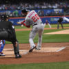 Former New York Mets second baseman, and now second baseman for the Washington Nationals, DANIEL MURPHY, hits a MATT HARVEY hanging curve ball for a two-run home run in the first inning at CitiFIELD. MURPHY who also doubled in the fourth inning and is currently hitting close to 400, led the Nationals to a 9-1 victory.