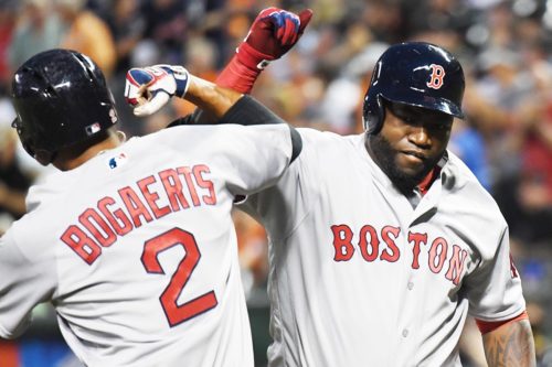 Boston Red Sox DAVID ORTIZ(Big Papi) celebrates hitting his 16th home run