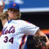 New York Mets NOAH SYNDERGAARD stirkes out Cubs Peralta to end the 7th