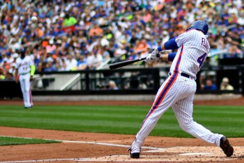 New York Mets WILMER FLORES hits his first of 2 home runs