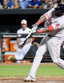 Boston Red Sox designated hitter DAVID ORTIZ(BIG PAPI) singles