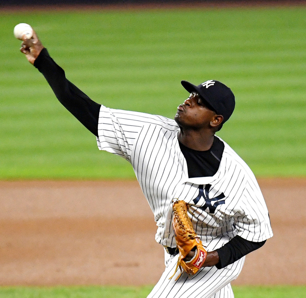 New York Yankees relief pitcher LUIS SEVERINO throwing strikes Gold