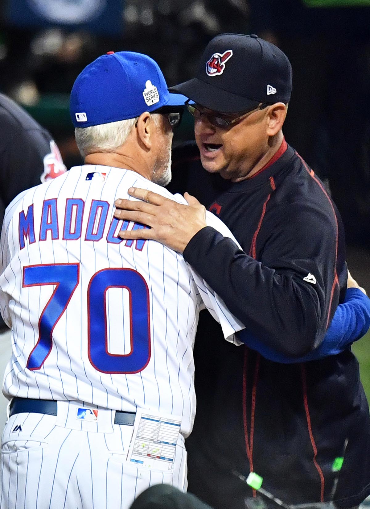 Cubs manager JOE MADDON & Indians manager TERRY FRANCONA