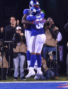 Giants wide receiver JERELL ADAMS celebrates first NFL TD