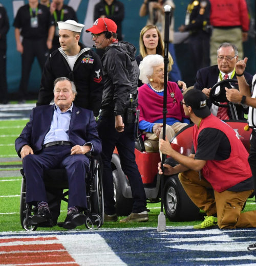 President George Bush Senior and Barbara Bush at Super Bowl LI