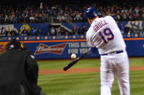 New York Mets outfielder Jay Bruce hits a 432 ft home run
