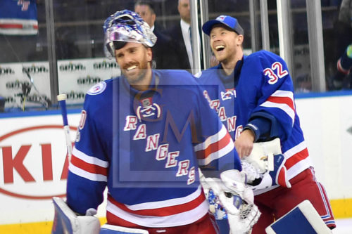 Rangers goalies Henrik Lundqvist and Antti Raanta are all smiles