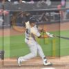 New York Yankees catcher GARY SANCHEZ hits the first of two home runs