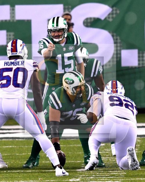 Jets quarterback JOSH MCCOWN points the way
