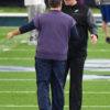 Doug Peterson and Bill Belichick before game