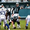Eagles quarterback Carson Wentz points downfield against the Indianapolis Colts