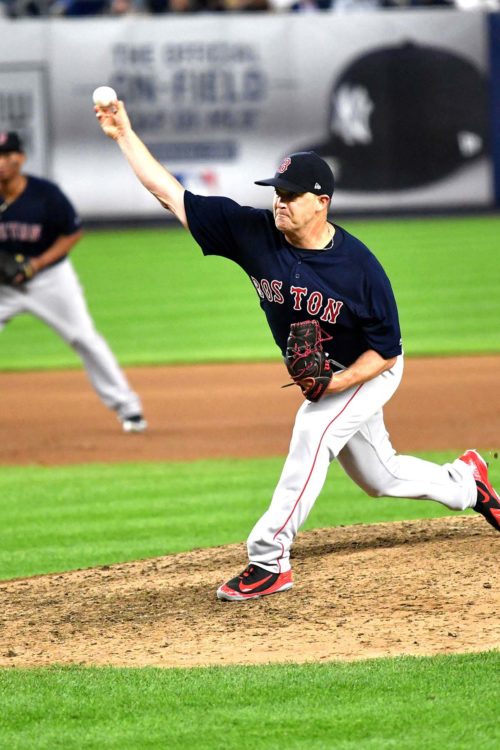 Boston Red Sox Steven Wright strikes out New York Yankees second baseman Gleyber Torres