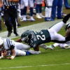 Philadelphia Eagles safety Rodney McCleod severely injures his leg while tackling Colts running back Nyheim Hines