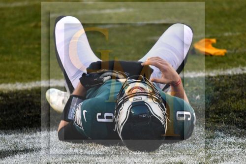 Philadelphia Eagles quarterback Nick Foles is injured on a late hit