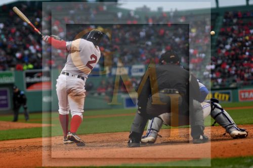 Boston Red Sox short stop Xander Bogaerts hits an RBI double in the bottom of the eighth