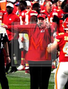 Chiefs head coach Andy Reid shows his excitement