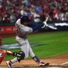 Houston Astros Jeremy Pena at bat against Phillies in Game 3 of the 2022 World Series