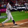 Houston Astros Yuli Gurriel at bat against Phillies in Game 3 of the 2022 World Series