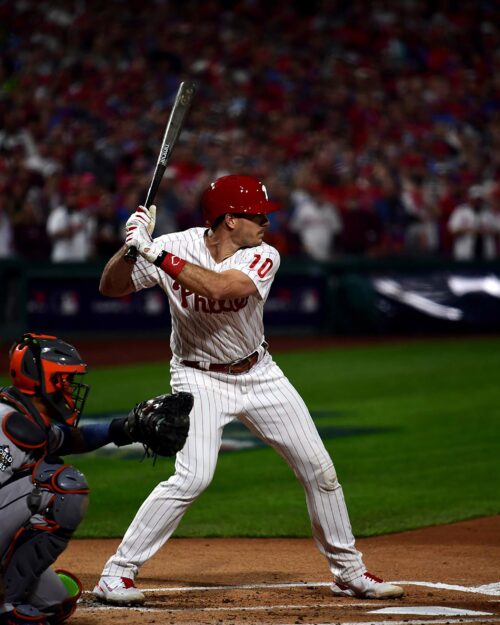 Philadelphia Phillies JT Realmuto at bat against Astros in Game 3 of the 2022 World Series