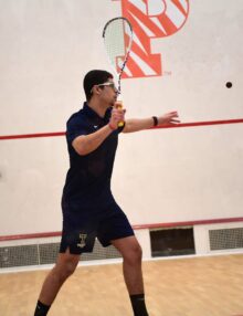 Mohamad Sharaf returns a volley against Princeton University