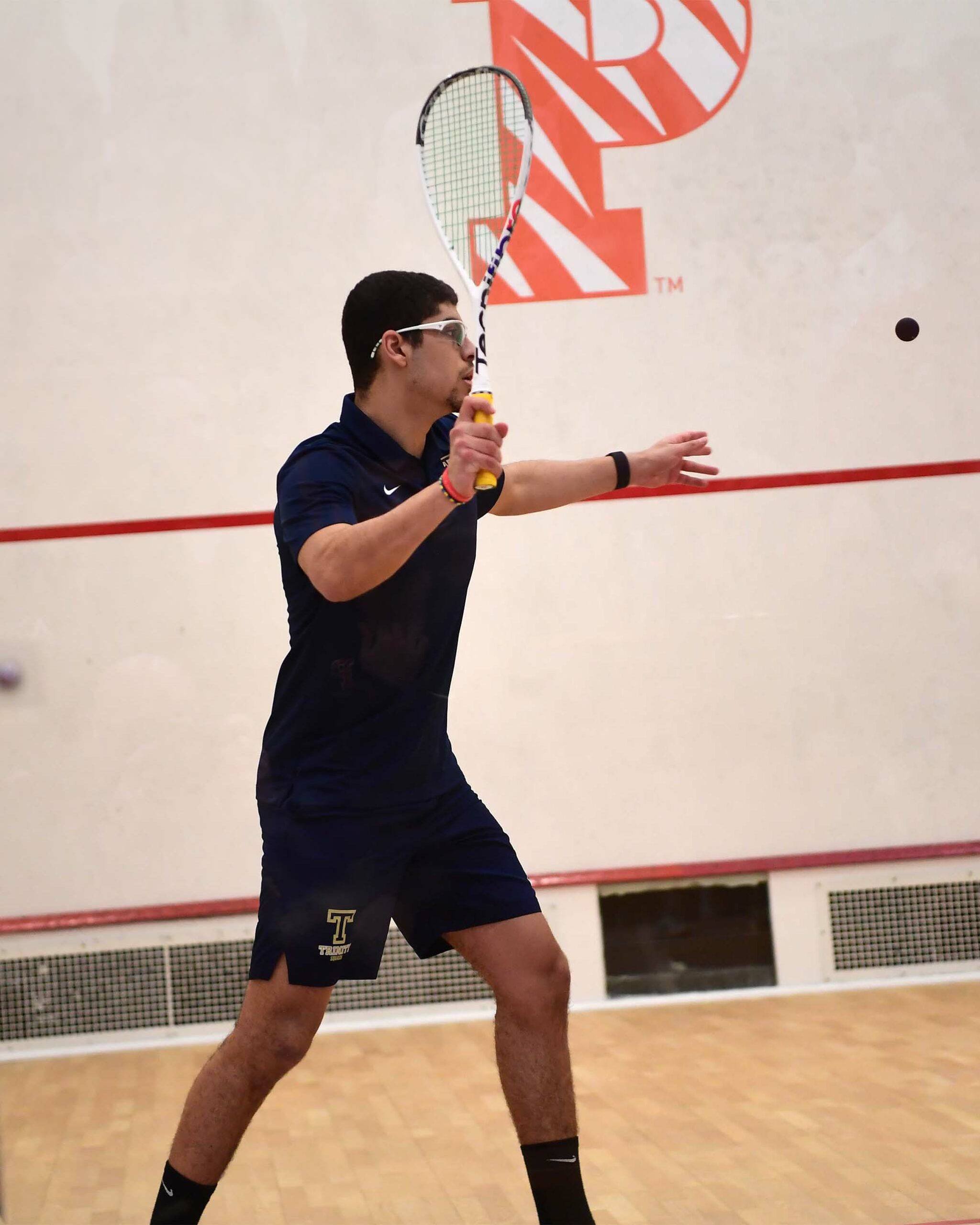 Mohamad Sharaf returns a volley against Princeton University
