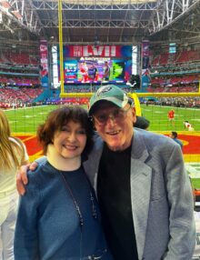 Sports Photographer Dick Druckman and his wife Joan attend their 12th Super Bowl